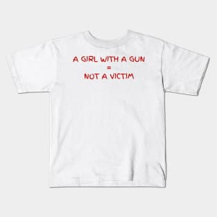 A girl with a gun is not a victim Kids T-Shirt